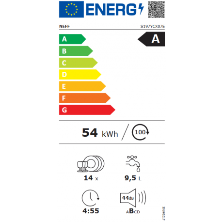 NEFF S197YCX07E Πλυντήριο πιάτων πλήρους εντοιχισμού 60 cm